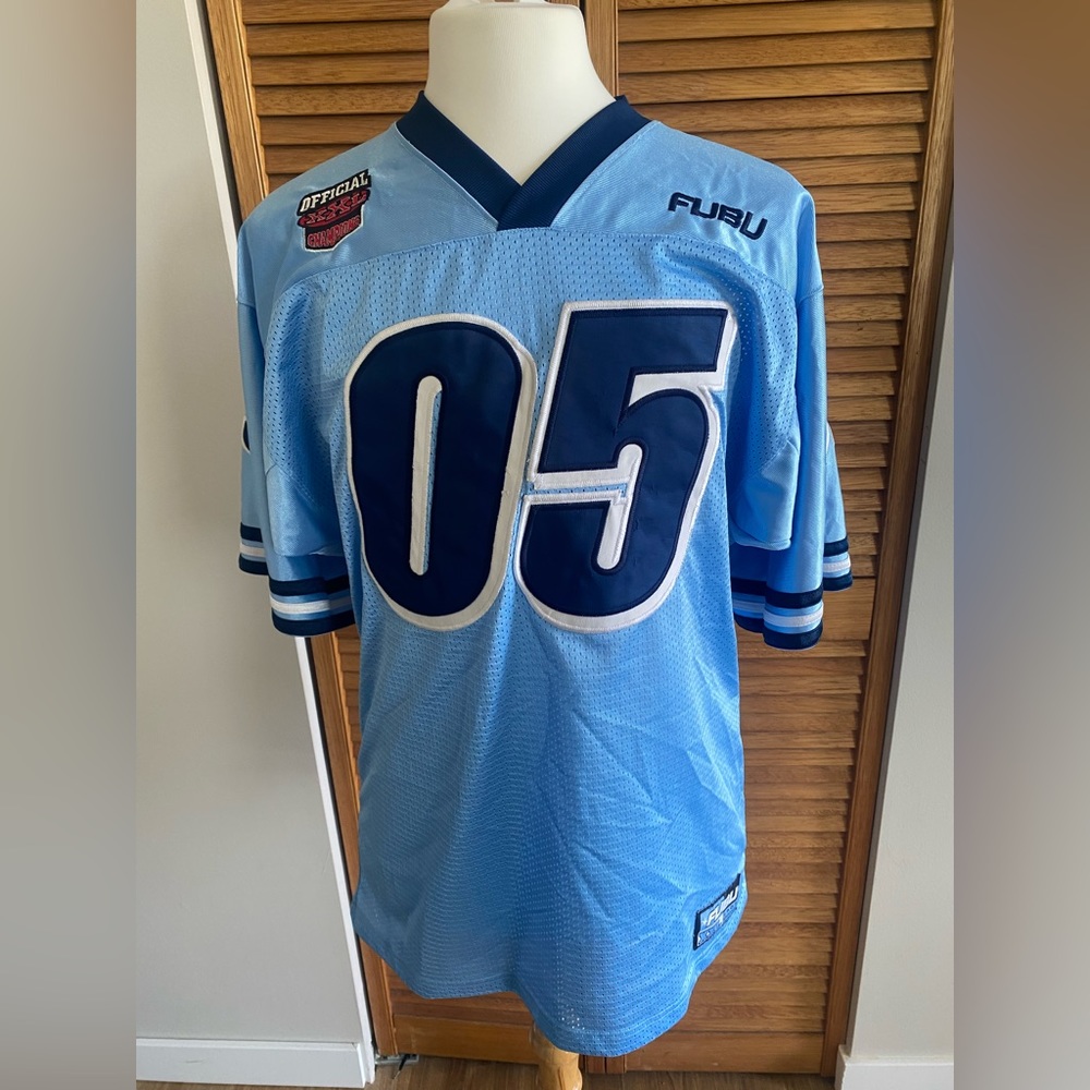 FUBU Light Blue Navy 05 Mesh Football Jersey